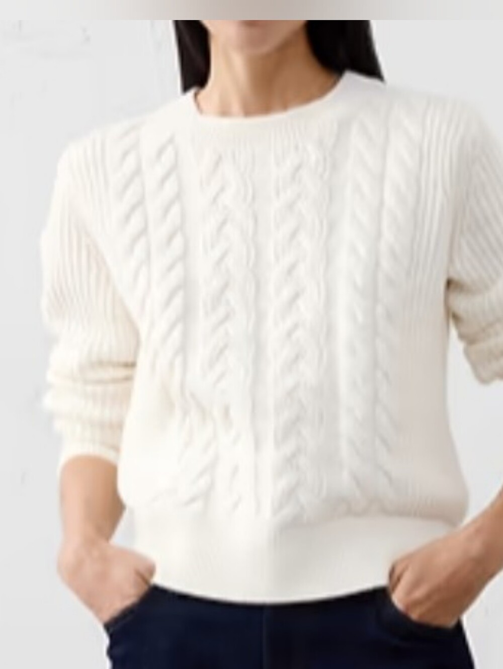 NWT - Banana Republic Cotton Blend "Snow Day" Cable Knit Pullover Sweater-Size L